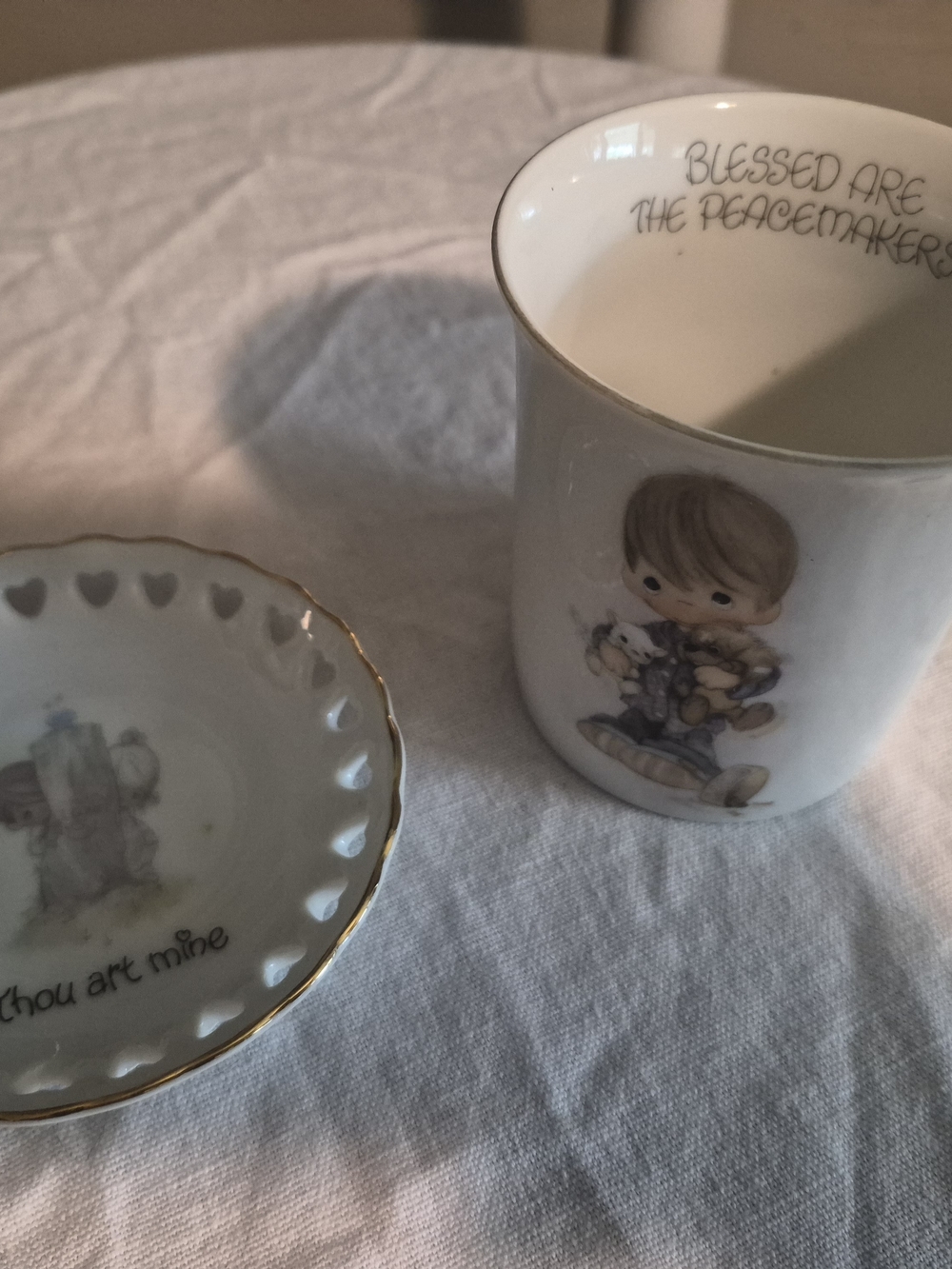 Vintage Precious Moments Blessed Are the Peacemakers Mug and Thou Art Mine Heart